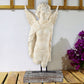 Magnesia and Metal Garden Angel Bust On A Wooden Pedestal, Beige By Casagear Home