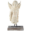 Magnesia and Metal Garden Angel Bust On A Wooden Pedestal Beige By Casagear Home ABH-75914