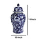 Floral Design Ginger Jar with Lid Blue and White - BM145820 BM145820