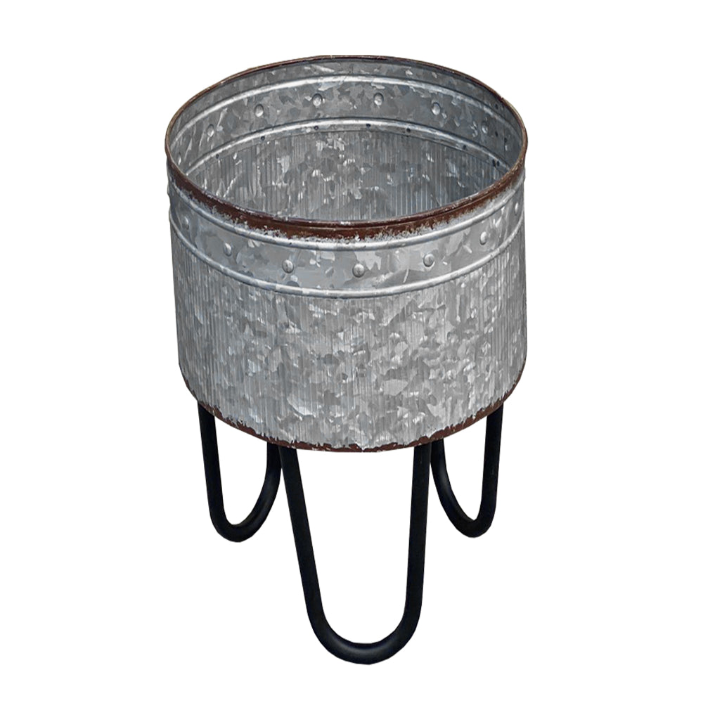 Galvanized Sheet Planter Tubs Iron Powder Coated Hairpin Legs Set of 3 Gray Black By Casagear Home ABH-D42183