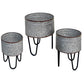 Galvanized Sheet Planter Tubs Iron Powder Coated Hairpin Legs Set of 3 Gray Black By Casagear Home ABH-D42183