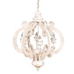 Maci 25 Inch 6 Light Vintage Crown Chandelier Cottage Chic Distressed White Mango Wood By Casagear Home ABH-DT38552