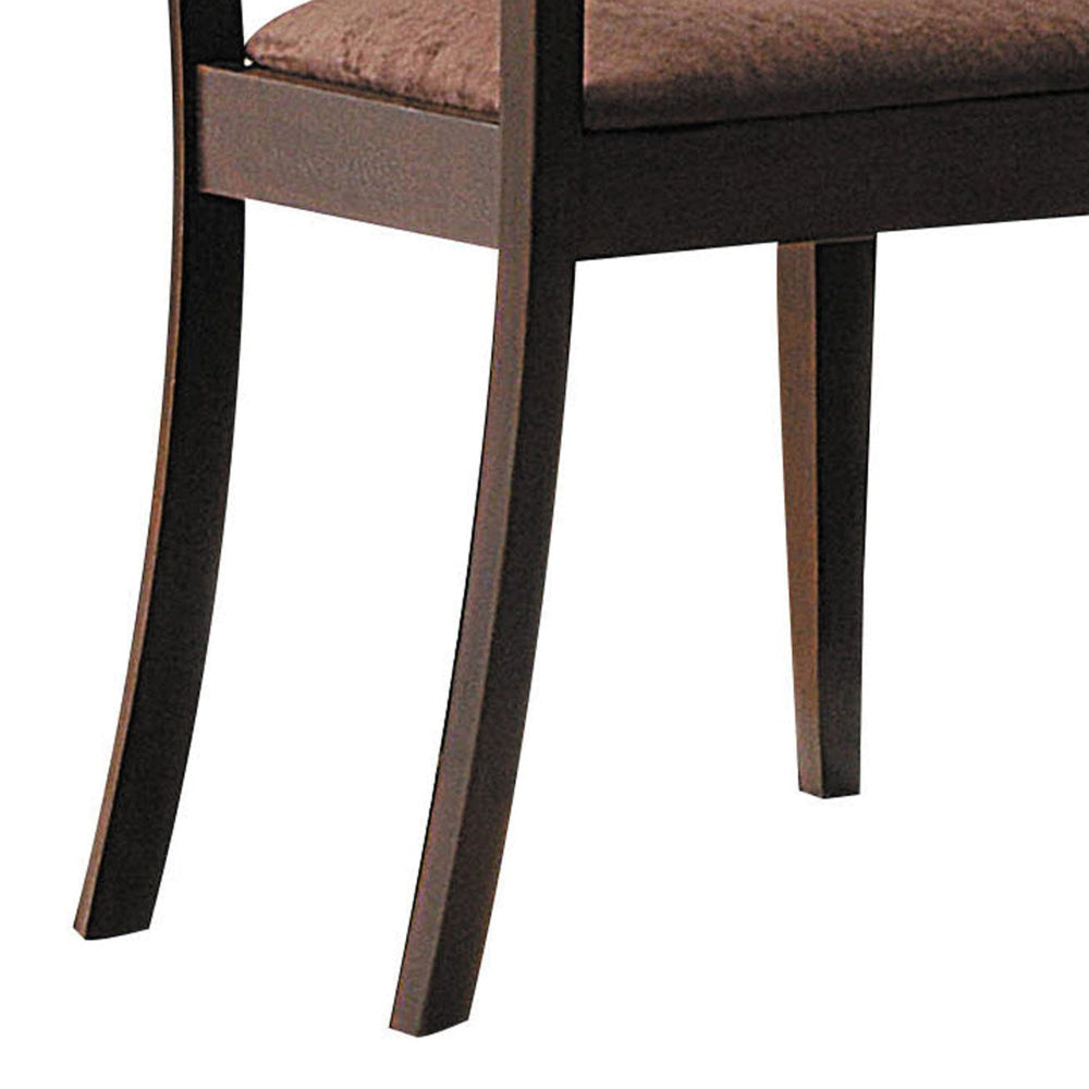 Wood & Fabric Side Chairs With Open Grid Pattern Back Espresso Brown Set Of 2 AMF-06851