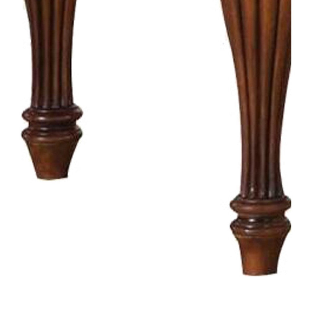 Wooden End Table with Carved Details Cherry Brown By Casagear Home AMF-10291