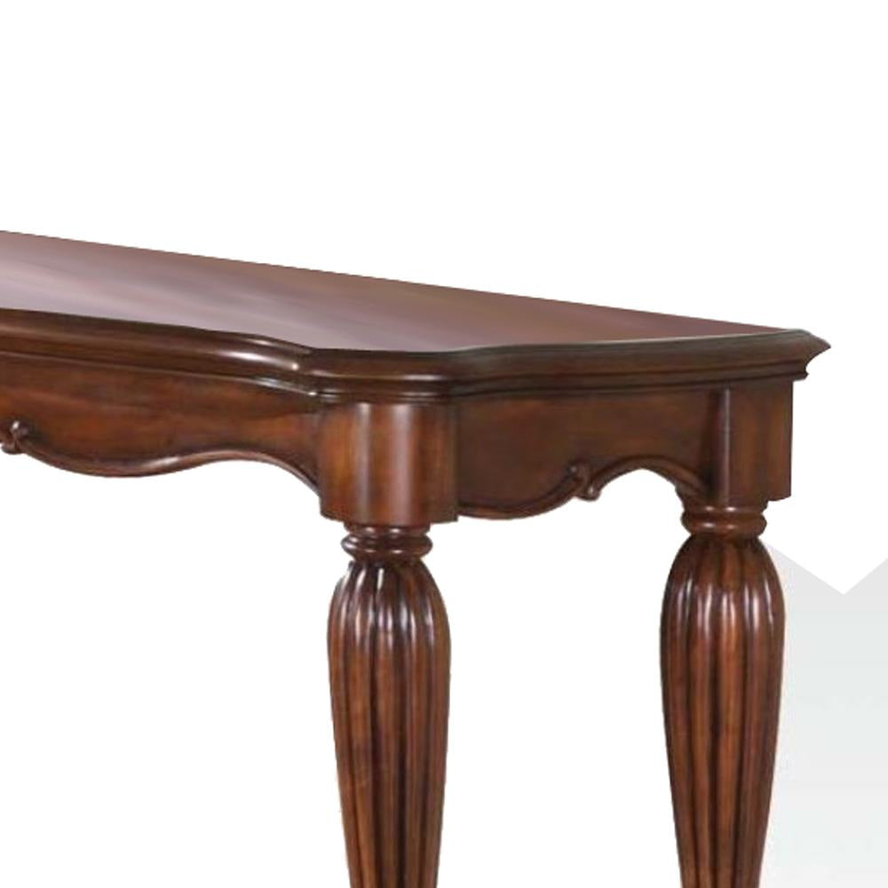 Wooden Sofa Table with Carved Details Cherry Brown AMF-10292