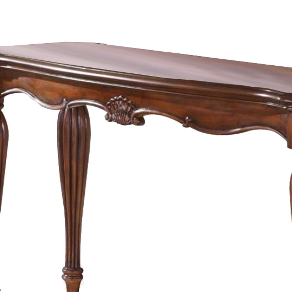 Wooden Sofa Table with Carved Details Cherry Brown AMF-10292