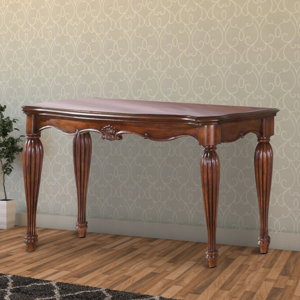 Wooden Sofa Table with Carved Details Cherry Brown AMF-10292