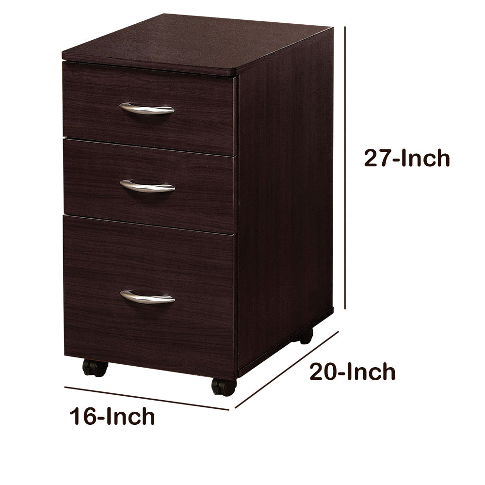 Marlow File Cabinet With 3 Drawers, Espresso Brown