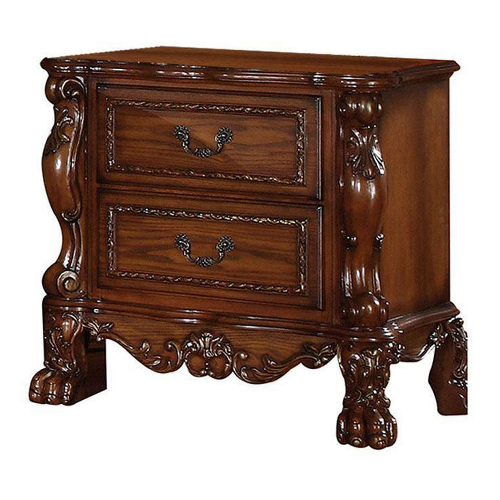 Wooden Night Stand with Two Drawer In Traditional Style Brown AMF-12143