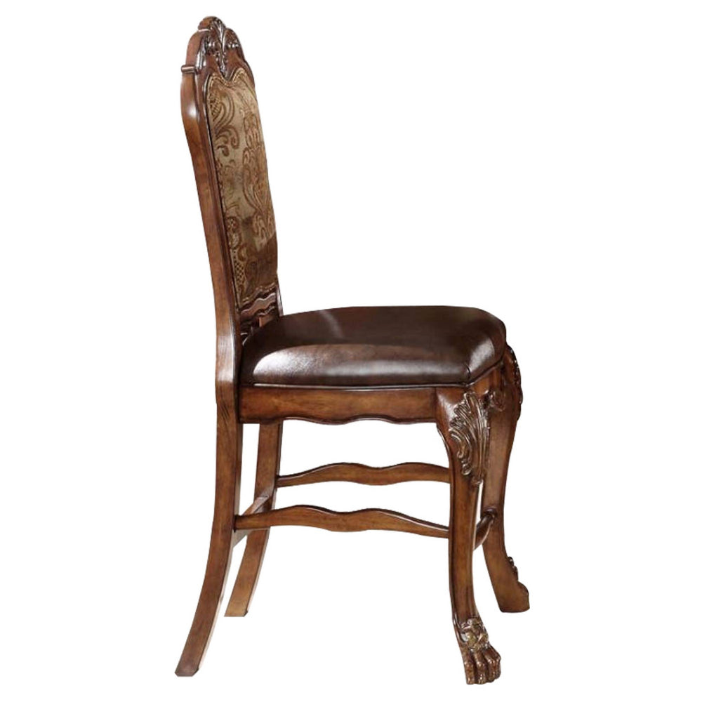 Wooden Counter Height Chair Cherry Oak Brown Set of 2 by Casagear home AMF-12162