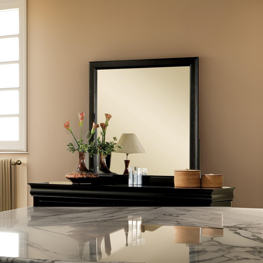 Wooden Frame Mirror , Black - ACME