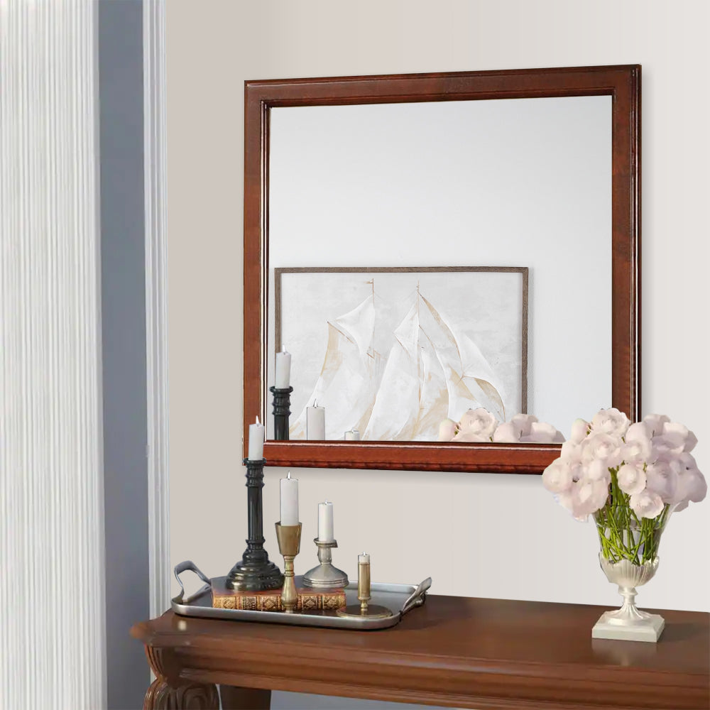 Wooden Frame Mirror , Cherry Brown - ACME