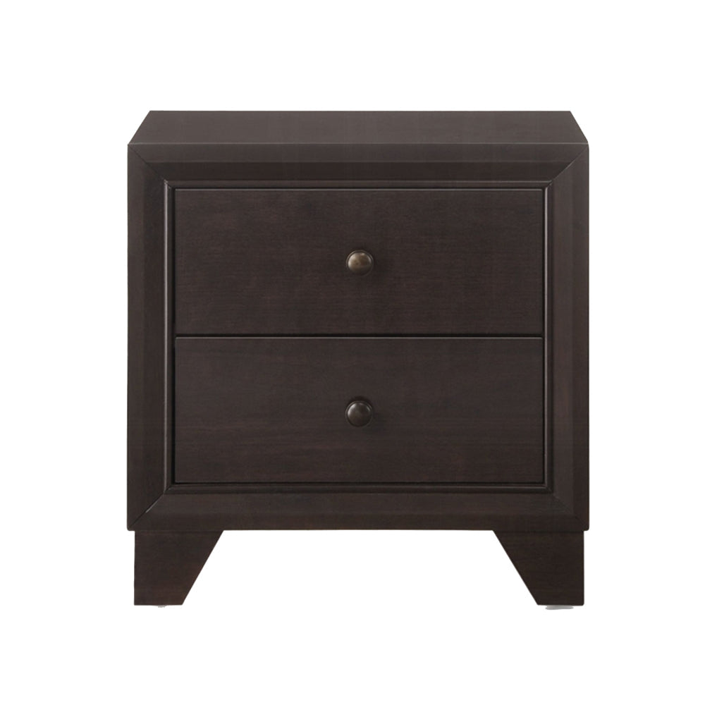 Wooden Night Stand with Two Drawer Espresso Brown AMF-19573