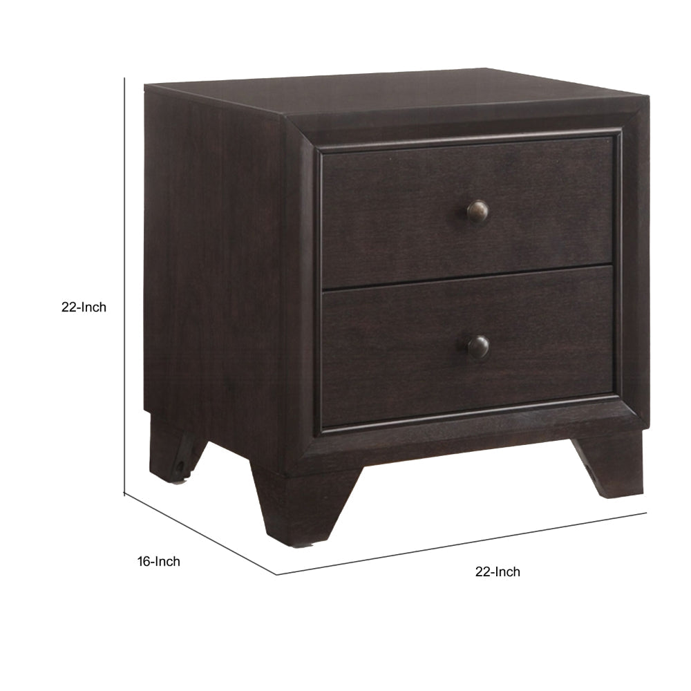 Wooden Night Stand with Two Drawer Espresso Brown AMF-19573