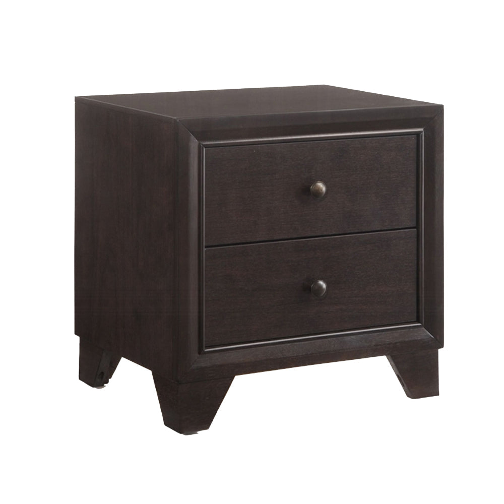 Wooden Night Stand with Two Drawer Espresso Brown AMF-19573