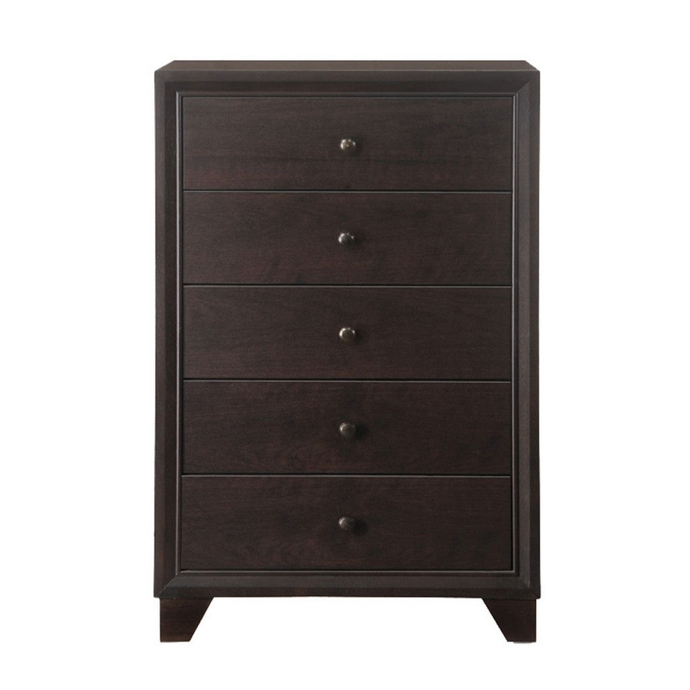 Wooden Chest with 5 Spacious Drawers Espresso Brown AMF-19576