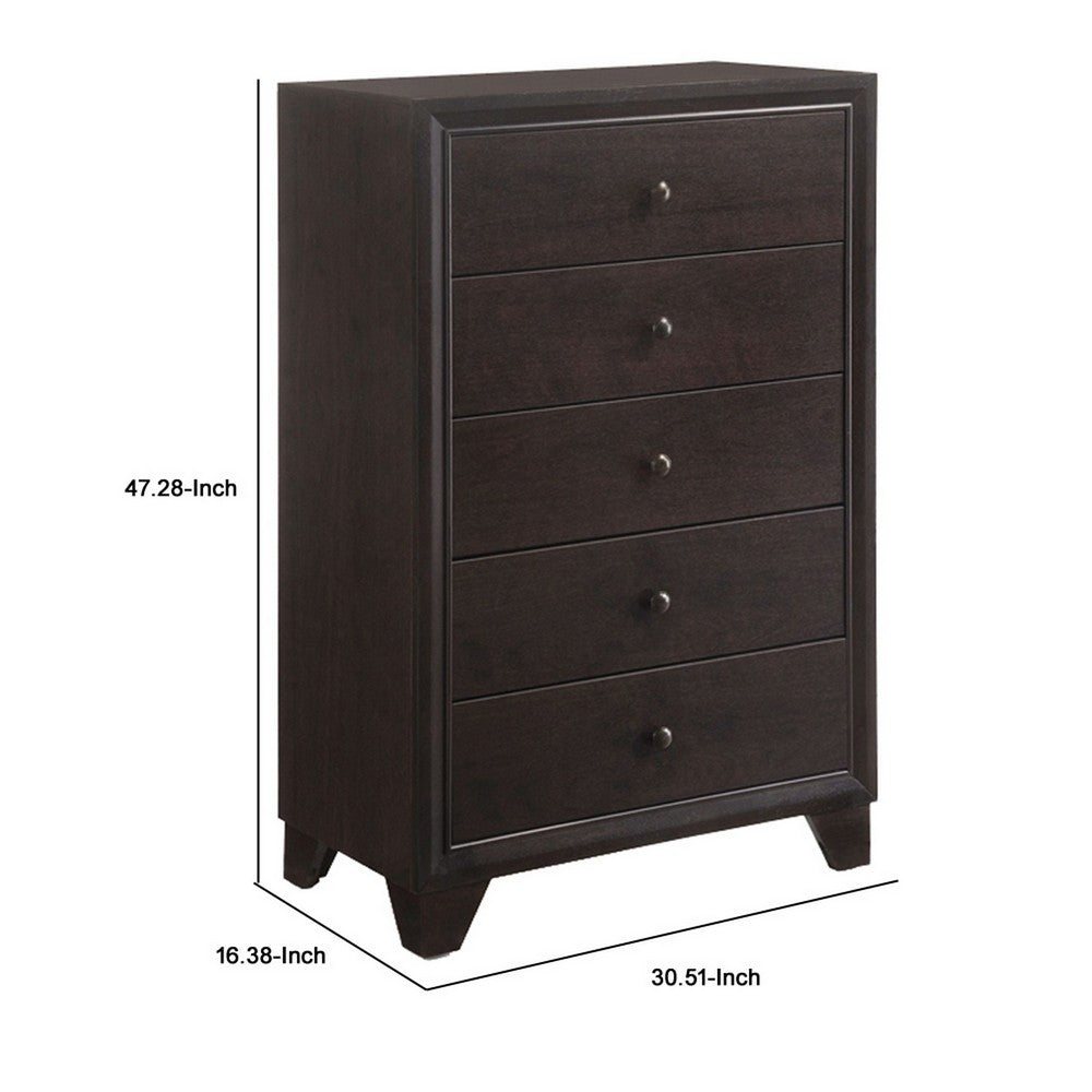 Wooden Chest with 5 Spacious Drawers Espresso Brown AMF-19576