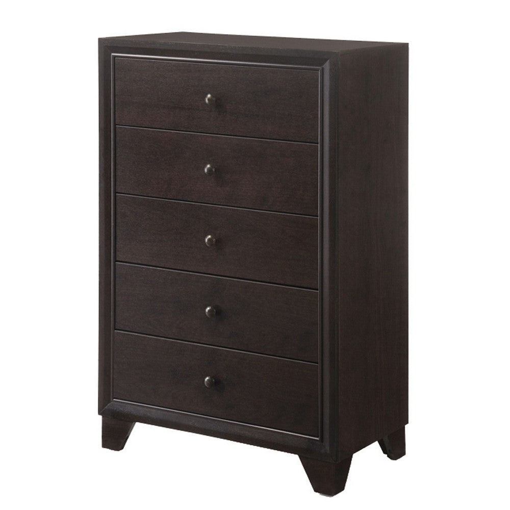 Wooden Chest with 5 Spacious Drawers Espresso Brown AMF-19576