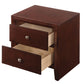 Wooden Nightstand with Two Storage Drawers Cherry Brown AMF-20403