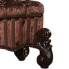 Tufted Fabric Upholstered Wooden Vanity Stool with Scrolled Legs Cherry Oak brown AMF-21108