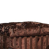 Tufted Fabric Upholstered Wooden Vanity Stool with Scrolled Legs, Cherry Oak brown