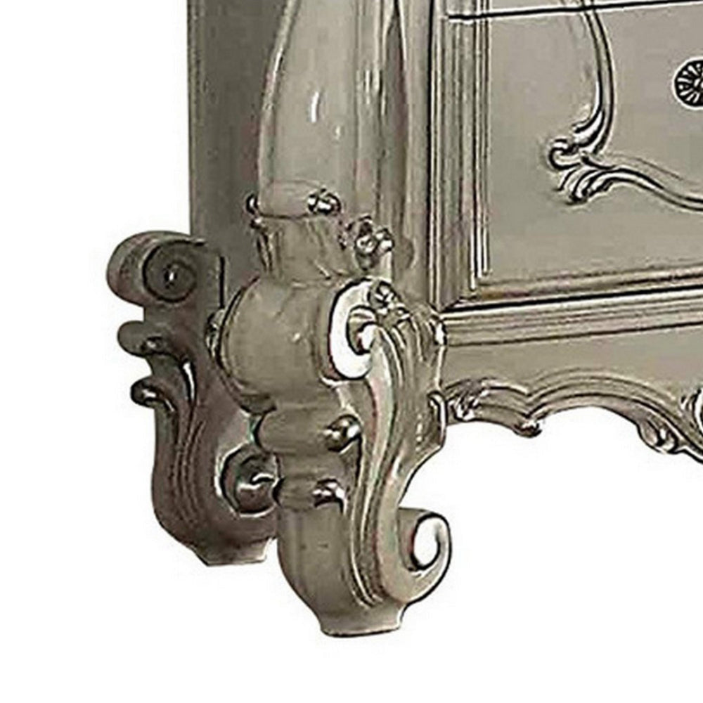 Two Drawers Wooden Nightstand with Carved Details Bone White AMF-21133