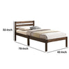 Wooden Twin Size Bed with Slatted Design Headboard Rustic Brown AMF-21520T