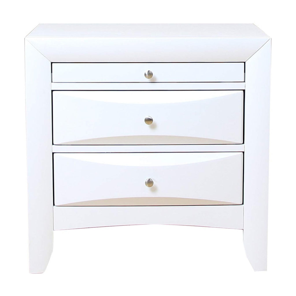 Contemporary 3 Drawer Wood Nightstand By Ireland White AMF-21704