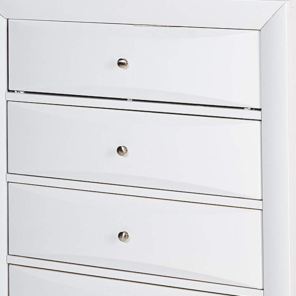 Spacious Wooden Chest with Beveled Drawer Fronts White By Casagear Home AMF-21707