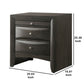 2 Drawer Wooden Nightstand with 1 Pull Out Tray Gray AMF-22704