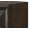 Wooden Nightstand with Dramatic Bevel Drawer Fronts, Espresso Brown