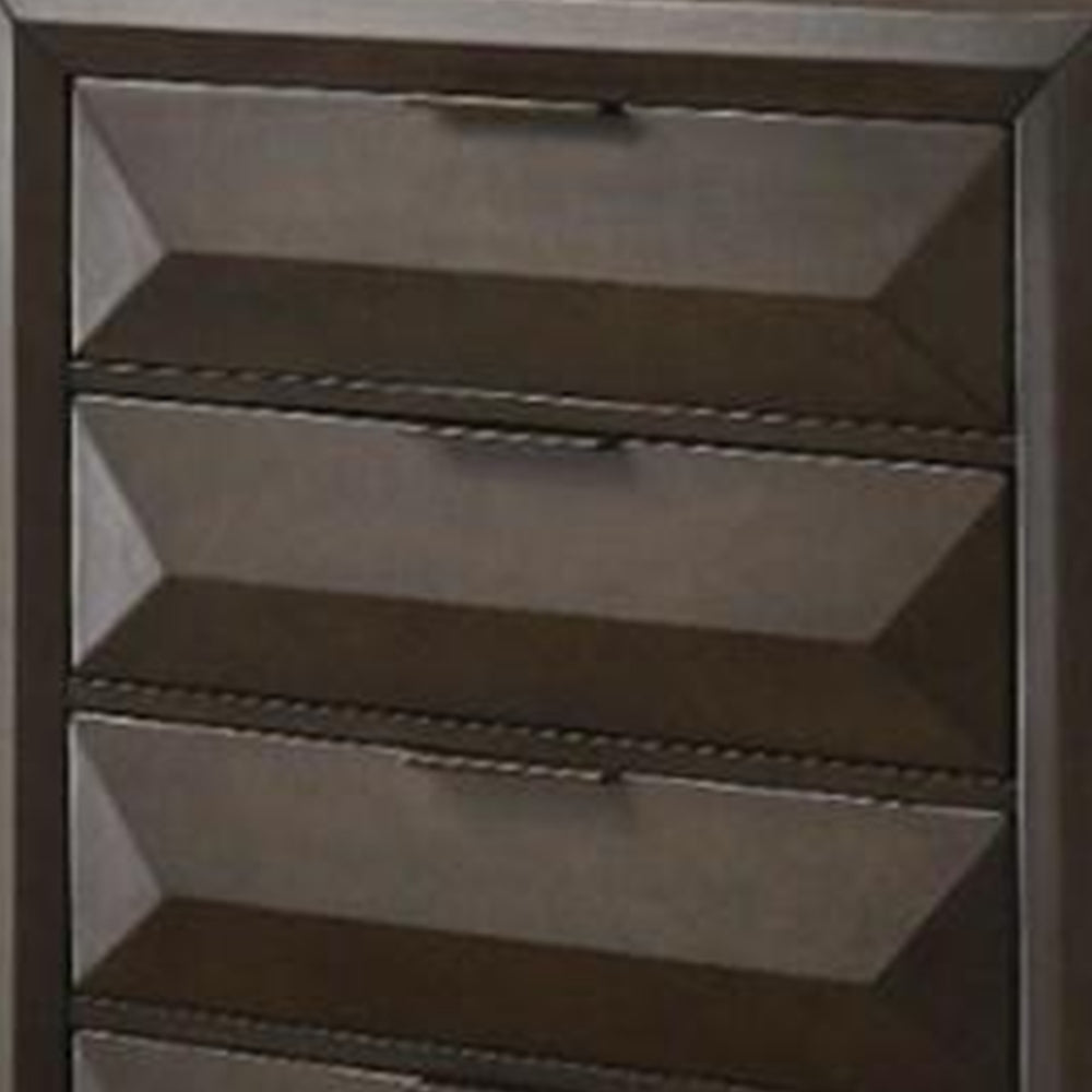 Wooden Chest with Dramatic Beveled Drawer Fronts Espresso Brown By Casagear Home AMF-22876