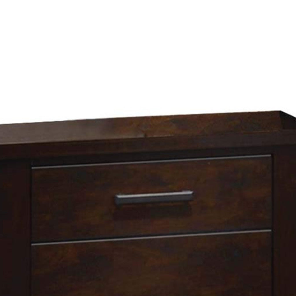 Wooden Nightstand with Two Drawers Mahogany Brown AMF-23373