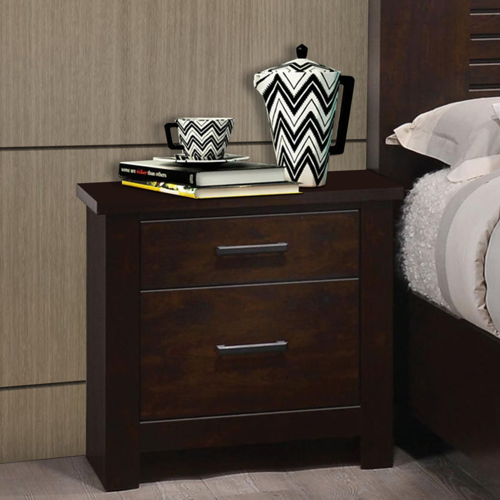 Wooden Nightstand with Two Drawers Mahogany Brown AMF-23373