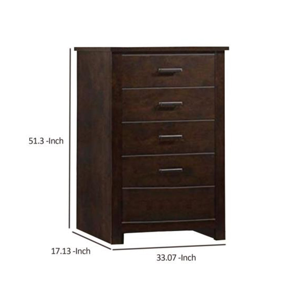 Wooden Chest with Five Drawers Mahogany Brown By Casagear Home AMF-23376