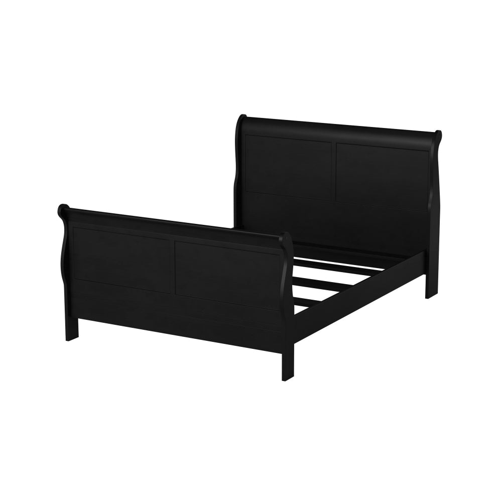 Elegant Modern Style Queen Size Sleigh Bed, Black By Casagear Home