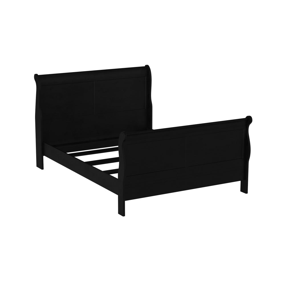 Elegant Modern Style Queen Size Sleigh Bed Black By Casagear Home AMF-23730Q