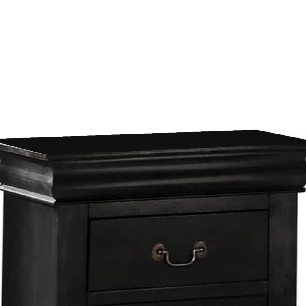 Wooden Nightstand with Two Drawers Black AMF-23733