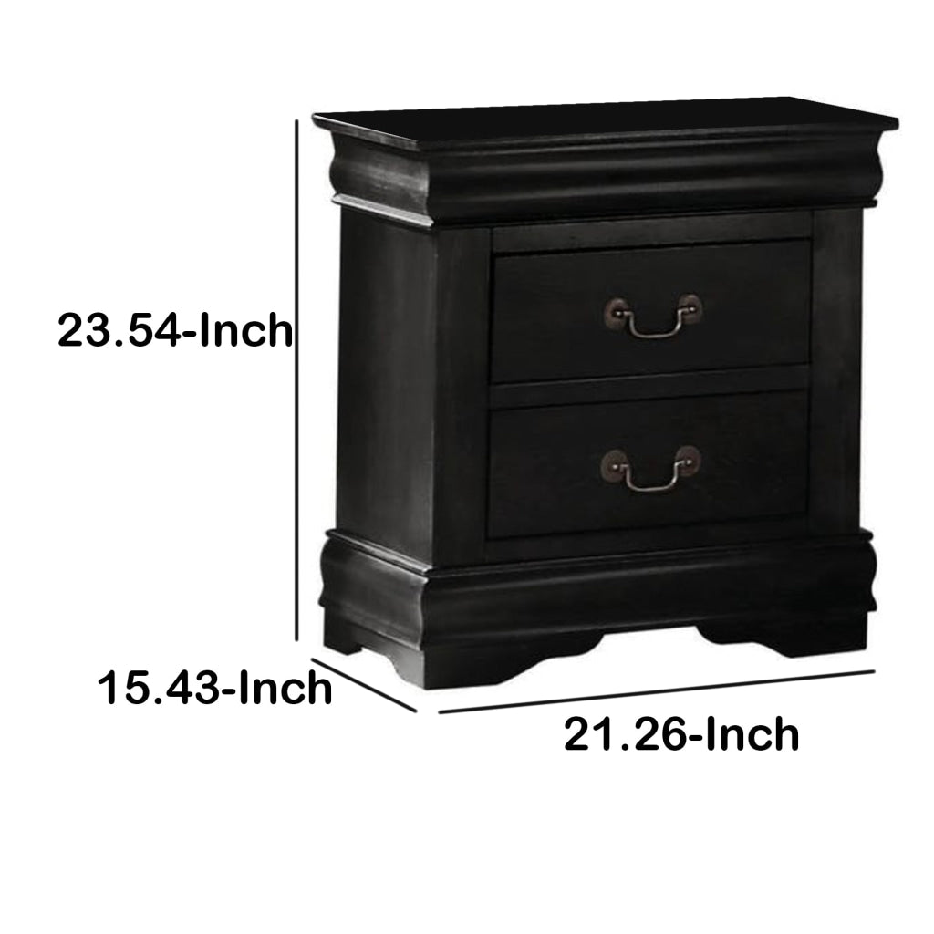 Wooden Nightstand with Two Drawers Black AMF-23733