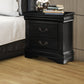 Wooden Nightstand with Two Drawers, Black