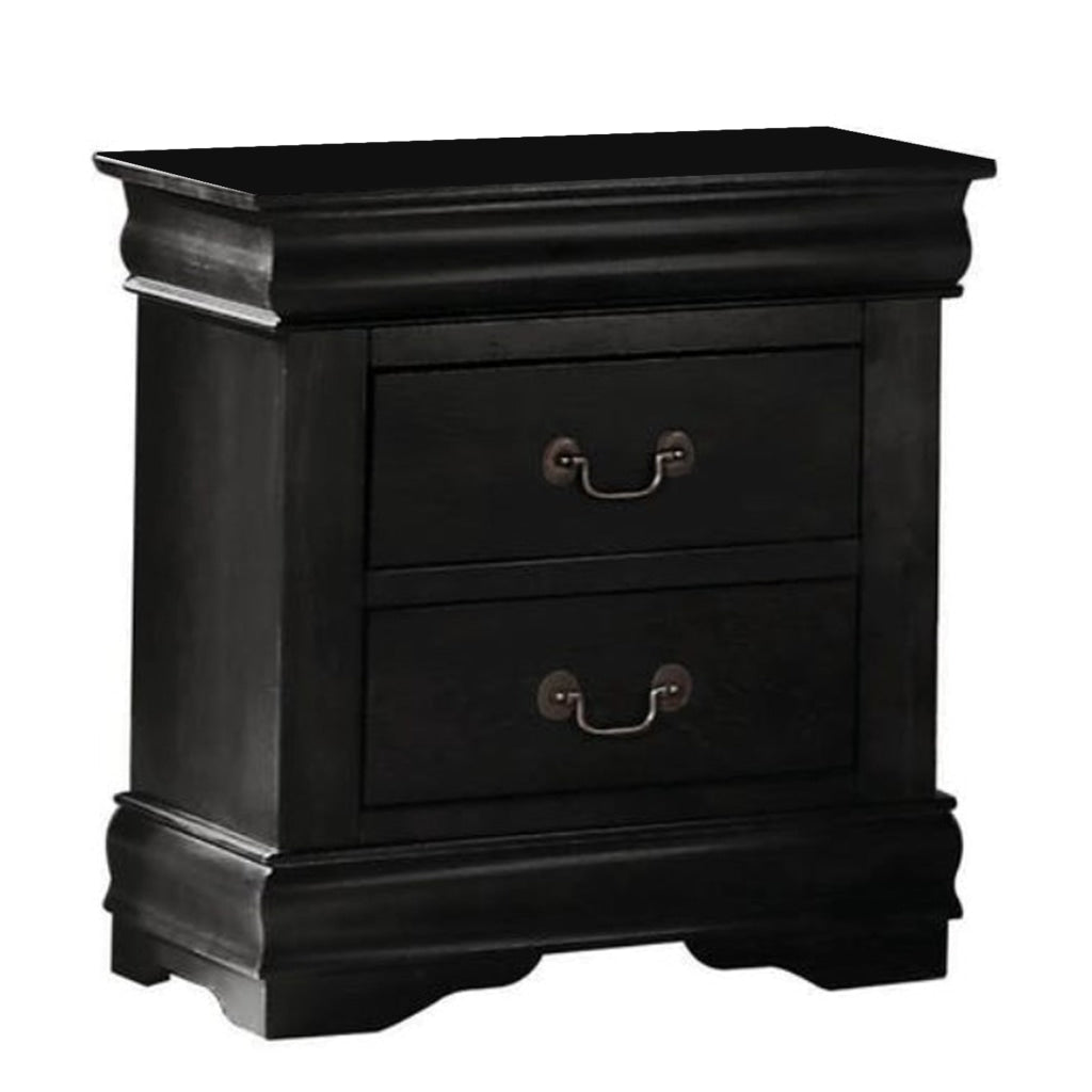 Wooden Nightstand with Two Drawers Black AMF-23733