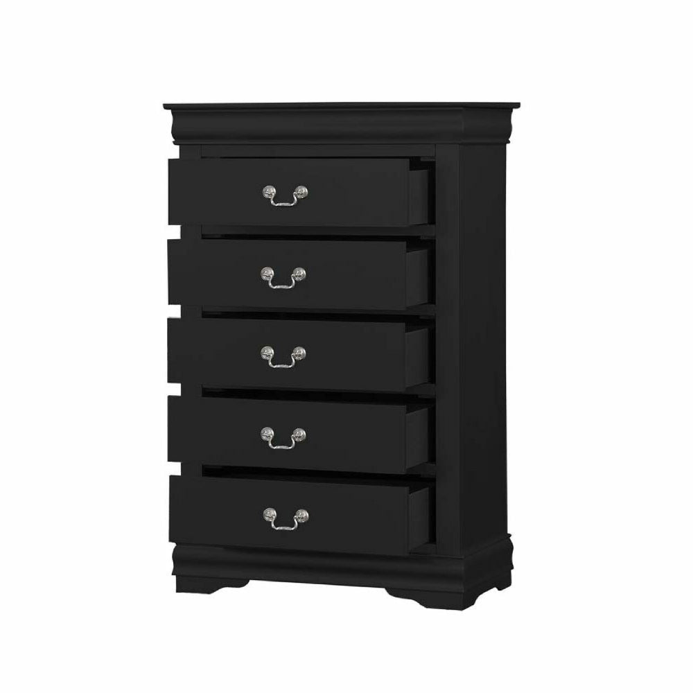 5-Drawers Traditional Style Wooden Chest Black AMF-23736