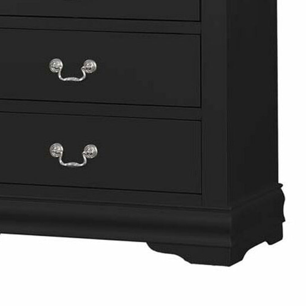 5-Drawers Traditional Style Wooden Chest Black AMF-23736