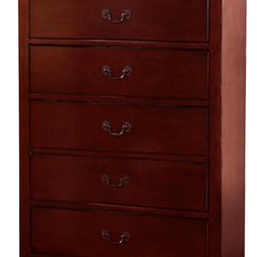 Five Drawers Traditional Style Wooden Chest Cherry AMF-23756