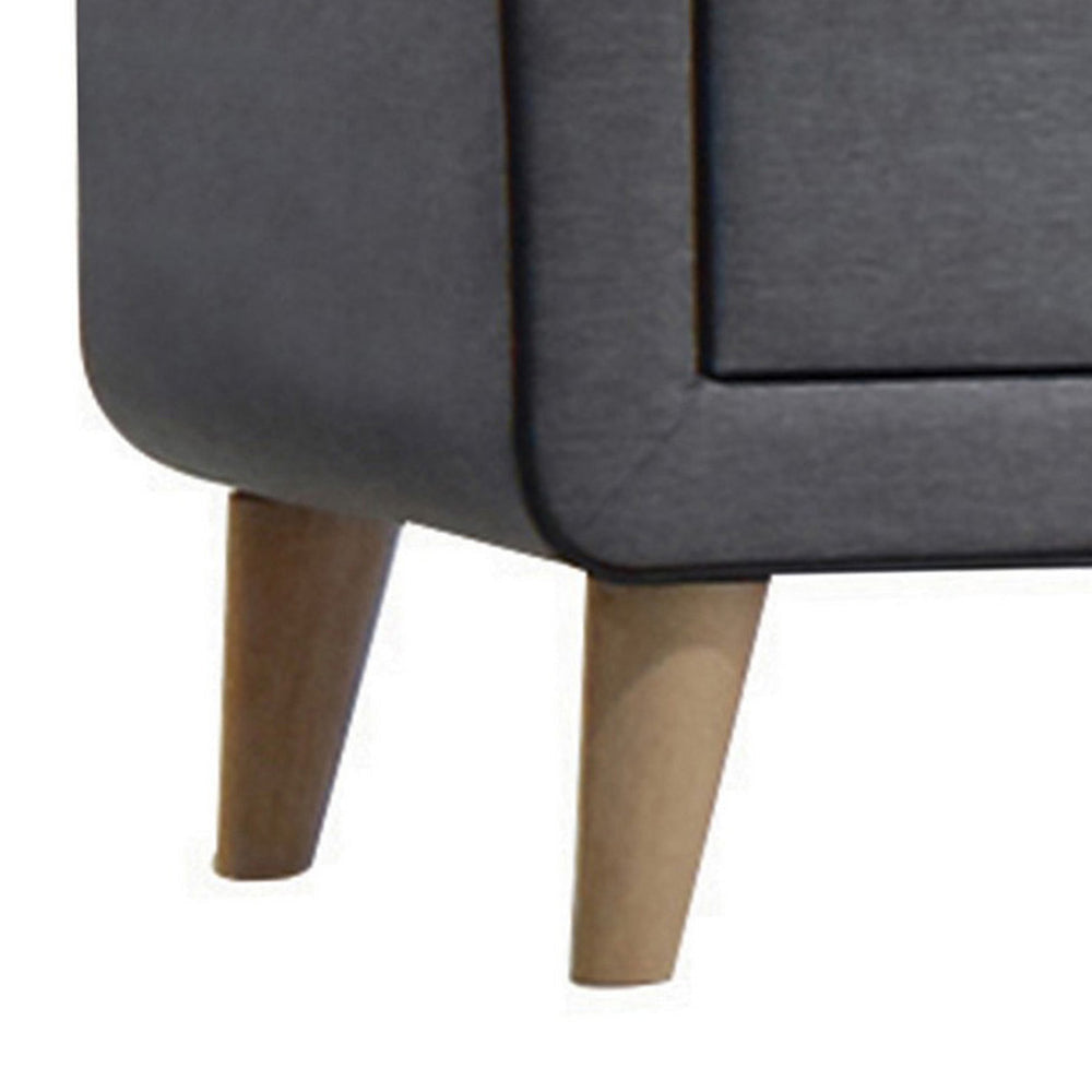 Transitional Style Wood and Fabric Upholstery Nightstand with 2 Drawers Gray AMF-24523