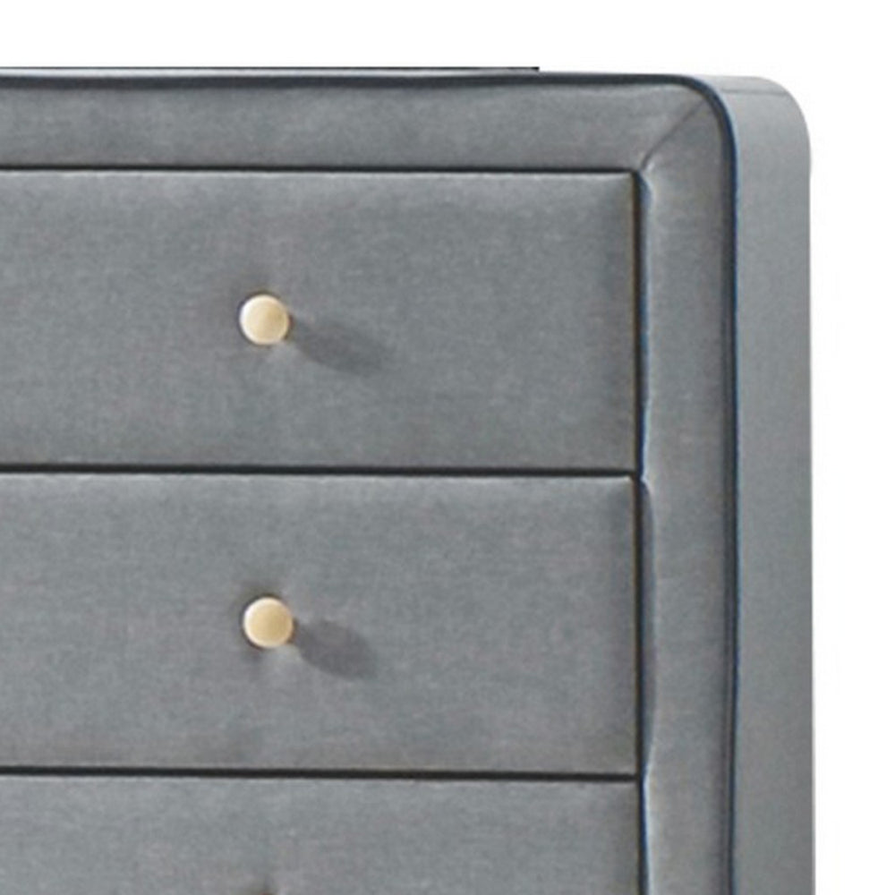 Transitional Style Wood and Fabric Upholstery Dresser with 6 Drawers Gray AMF-24525