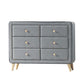 Transitional Style Wood and Fabric Upholstery Dresser with 6 Drawers Gray AMF-24525