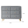 Transitional Style Wood and Fabric Upholstery Dresser with 6 Drawers, Gray