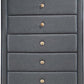 5 Drawers Transitional Style Wood and Fabric Upholstery Chest Gray AMF-24526