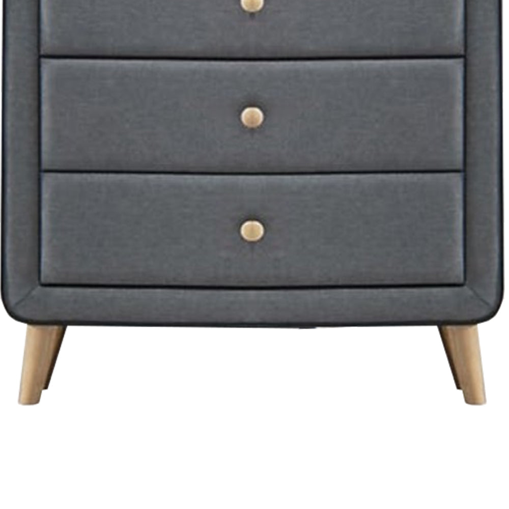 5 Drawers Transitional Style Wood and Fabric Upholstery Chest Gray AMF-24526